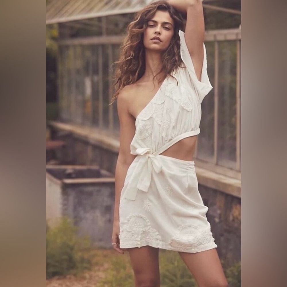 Free People One-Shoulder Cream Dress